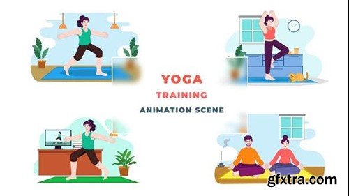 Videohive Yoga Training Character Animation Scene After Effects 39652325