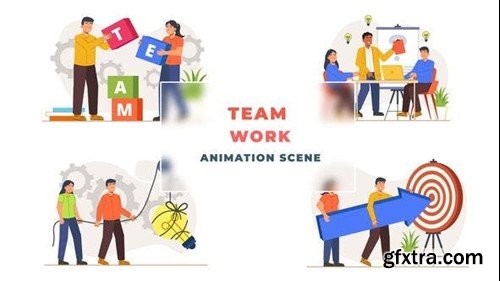 Videohive Office Team Work Character Animation Scene After Effects 39652713