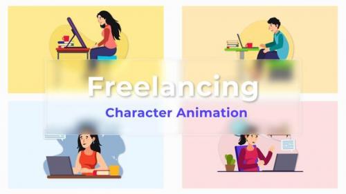 Videohive - Freelancing Premiere Pro Character Animation Scene - 39671933 - 39671933