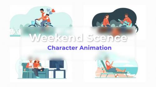 Videohive - Premiere Pro Weekend Holiday Character Animation Scene - 39671956 - 39671956