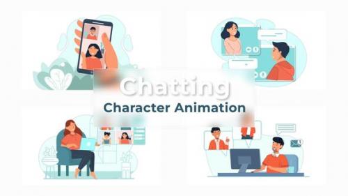 Videohive - Online Chatting Character Animation Scene Premiere Pro Template - 39673093 - 39673093