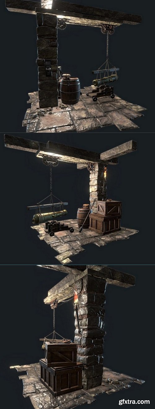 Medieval dungeon set 3D Model