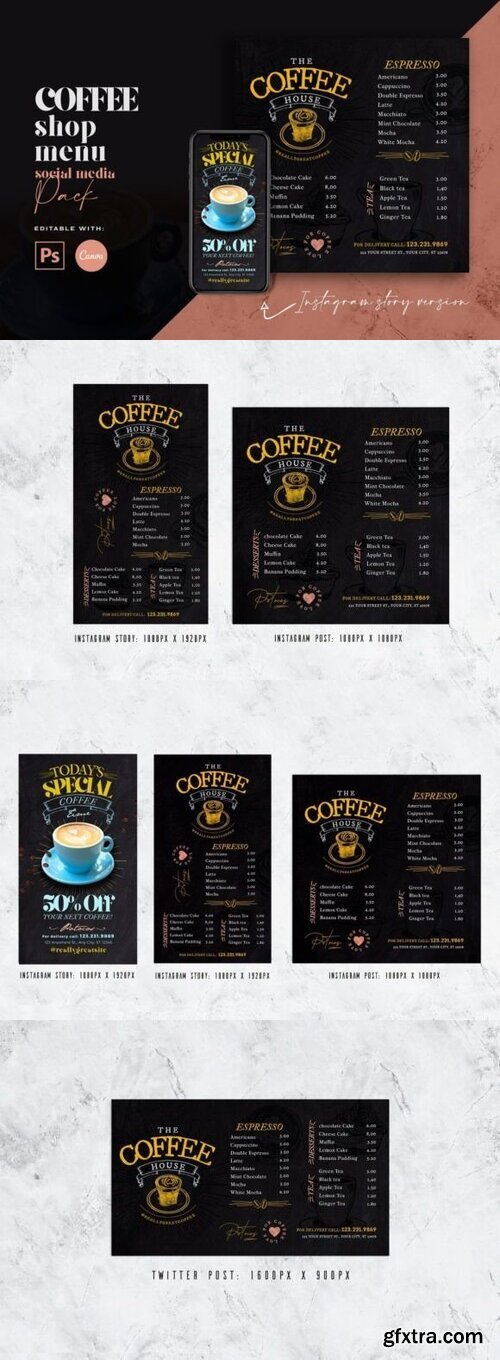 Coffee Shop Menu Social Media Pack