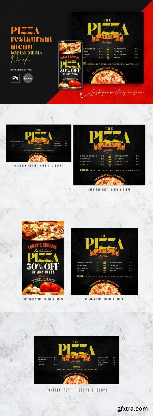 Pizza Restaurant Menu Social Media Pack