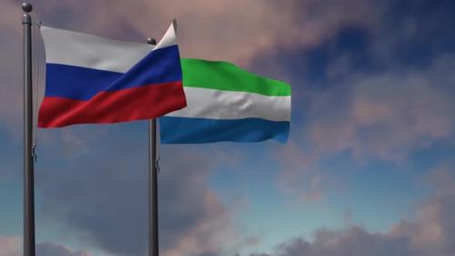 Videohive - Sierra Leone Flag Waving Along With The National Flag Of The Russia - 4K - 39652007 - 39652007