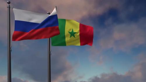 Videohive - Senegal Flag Waving Along With The National Flag Of The Russia - 4K - 39652014 - 39652014