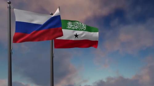 Videohive - Somaliland Flag Waving Along With The National Flag Of The Russia - 2K - 39652028 - 39652028