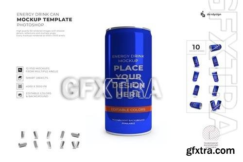 Energy Drink Soda Can Mockup Template Set C88Y9A2