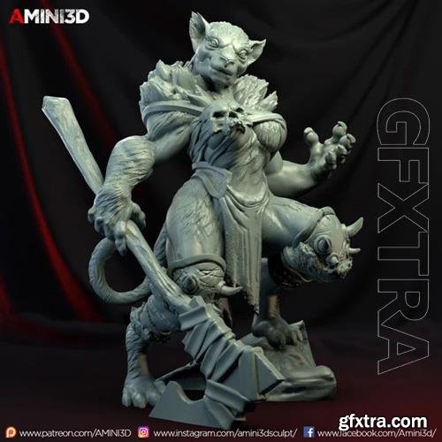 Tabaxi Barbarian Female 3D Print