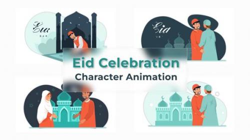 Videohive - Mogrt Eid Celebration Character Animation Premiere Pro Scene - 39690786 - 39690786