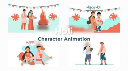 Videohive - Happy Holi Character Animation Scene Premiere Pro - 39692102 - 39692102