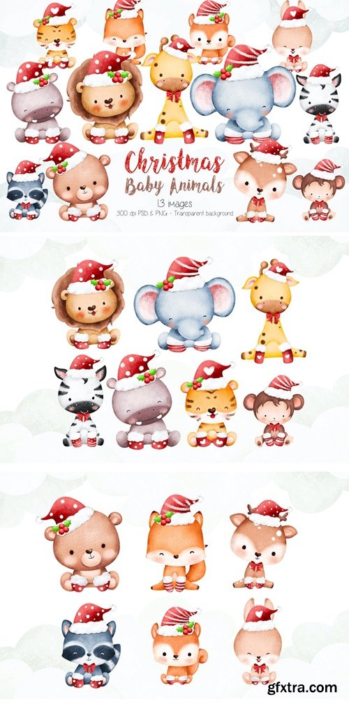 Christmas Baby Animals Clipart 823M29J