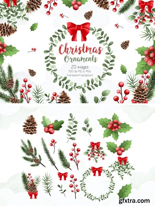 Christmas Plant Ornaments Clipart WARJZNY