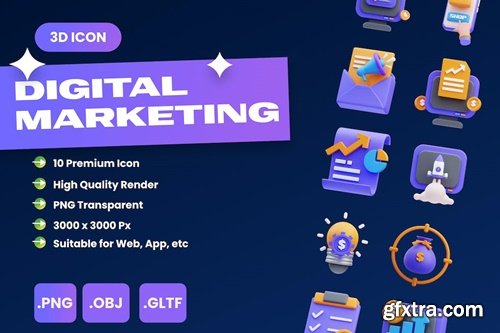 Digital Marketing 3D Icons AVMY5LA