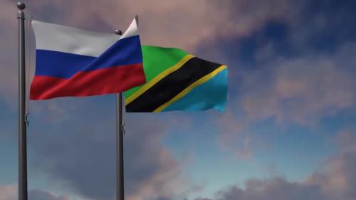 Videohive - Tanzania Flag Waving Along With The National Flag Of The Russia - 2K - 39659396 - 39659396
