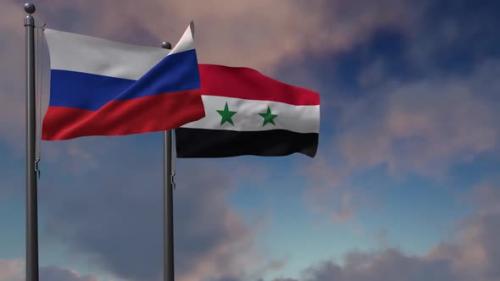 Videohive - Syria Flag Waving Along With The National Flag Of The Russia - 2K - 39659400 - 39659400