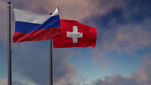 Videohive - Switzerland Flag Waving Along With The National Flag Of The Russia - 2K - 39659404 - 39659404