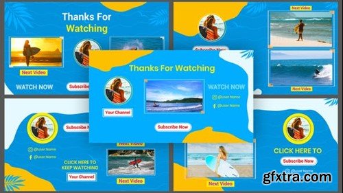 Videohive Sea Beach Background Summer Surfing Youtube End Screen 39717356