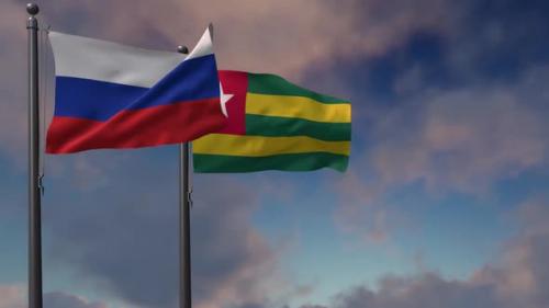 Videohive - Togo Flag Waving Along With The National Flag Of The Russia - 2K - 39659416 - 39659416