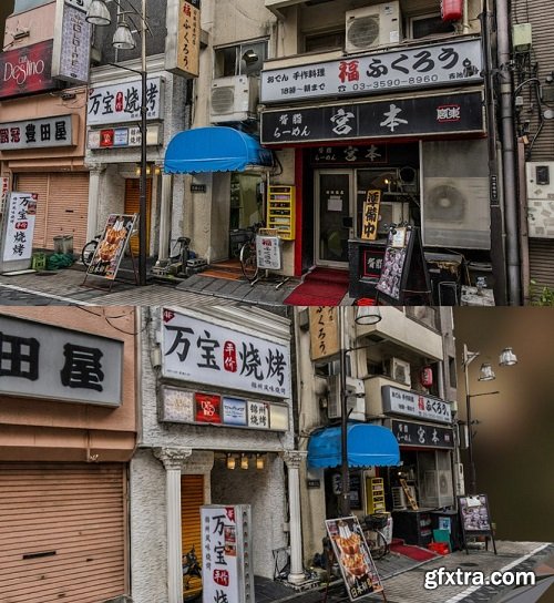 Three japanese business facade scan 3D Model