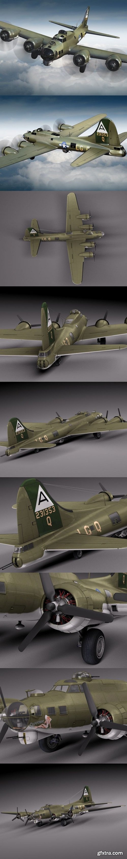 Boeing B-17 Super Fortress Bomber 3d model