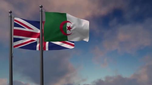 Videohive - Algeria Flag Waving Along With The National Flag Of The United Kingdom - 2K - 39681826 - 39681826