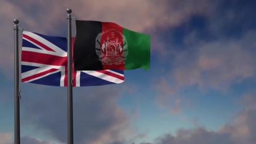 Videohive - Afghanistan Flag Waving Along With The National Flag Of The United Kingdom - 2K - 39681828 - 39681828