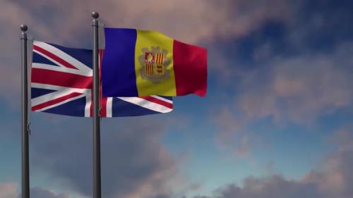 Videohive - Andorra Flag Waving Along With The National Flag Of The United Kingdom - 2K - 39681834 - 39681834