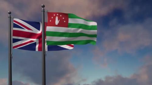 Videohive - Abkhazia Flag Waving Along With The National Flag Of The United Kingdom - 2K - 39681835 - 39681835