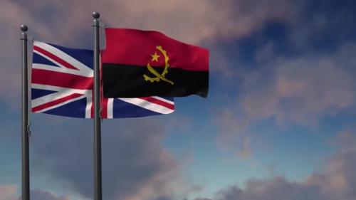 Videohive - Angola Flag Waving Along With The National Flag Of The United Kingdom - 2K - 39681839 - 39681839