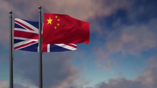 Videohive - China Flag Waving Along With The National Flag Of The United Kingdom - 2K - 39681857 - 39681857