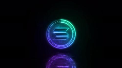 Videohive - Neon glowing solana symbol cryptocurrency. - 39684240 - 39684240