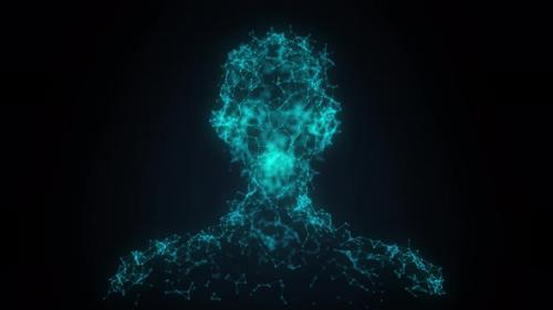 Videohive - Futuristic 3d hologram human head made of glowing connections. - 39684248 - 39684248