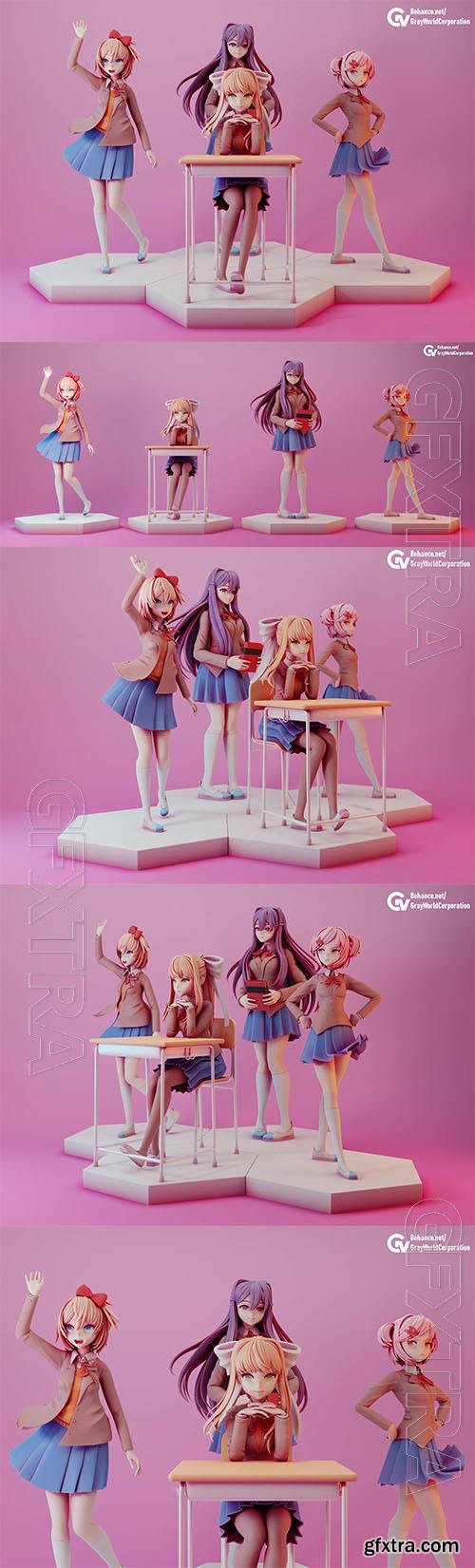 Doki Doki Literature Club! Set 3D Print