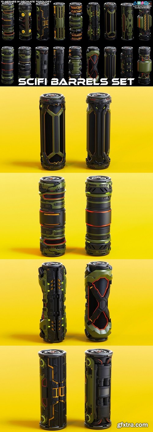 ArtStation - SciFi Barrels set