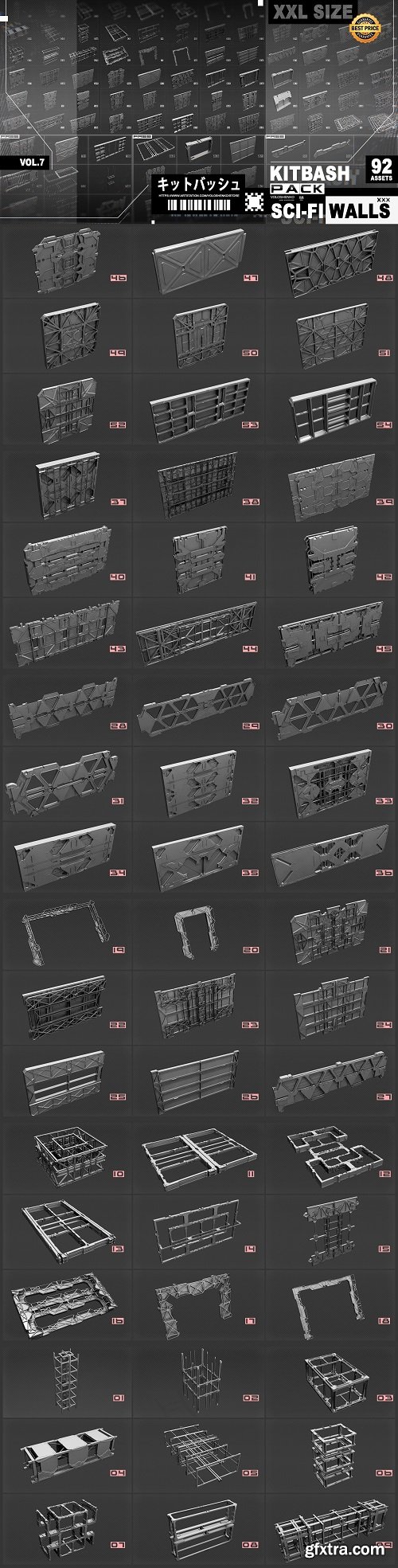 Artstation - Sci-Fi walls Kitbash Pack_92+ Vol.7