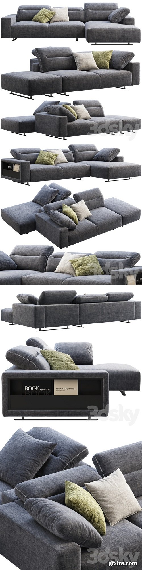 BoConcept Hampton chaise lounge fabric sofas (2 options)