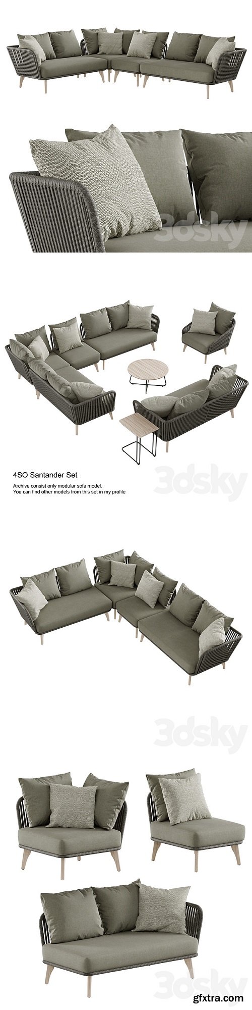 Outdoor garden wicker woven modular sofa 4so Santander