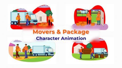 Videohive - Movers And Package Service Character Animation Scene - 39741150 - 39741150