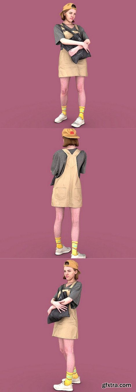 Girl in Jumpsuit-dress 3D Model