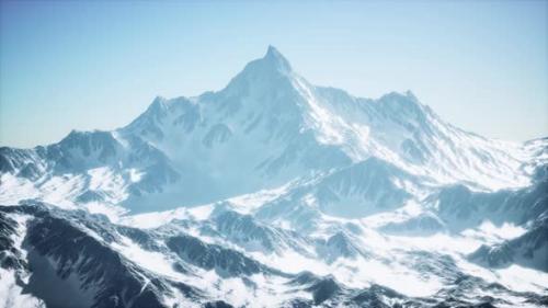 Videohive - Mountain Winter Caucasus Landscape with White Glaciers and Rocky Peak - 39705486 - 39705486