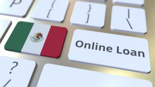 Videohive - Online Loan Text and Flag of Mexico on the Keyboard - 39712852 - 39712852