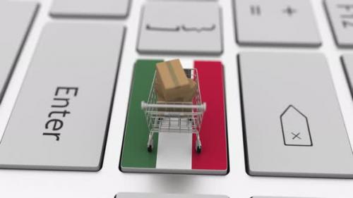 Videohive - Keyboard Key with Flag of Hungary and Shopping Cart with Boxes - 39737654 - 39737654