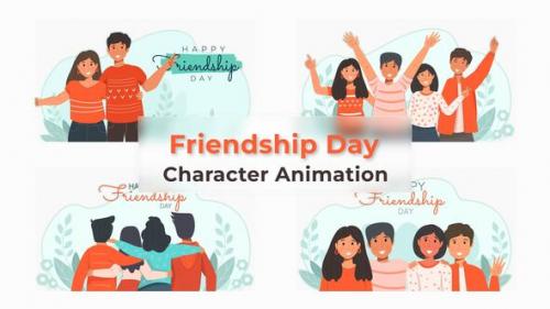 Videohive - People Enjoy Friendship Day Character Animation Scene - 39744118 - 39744118