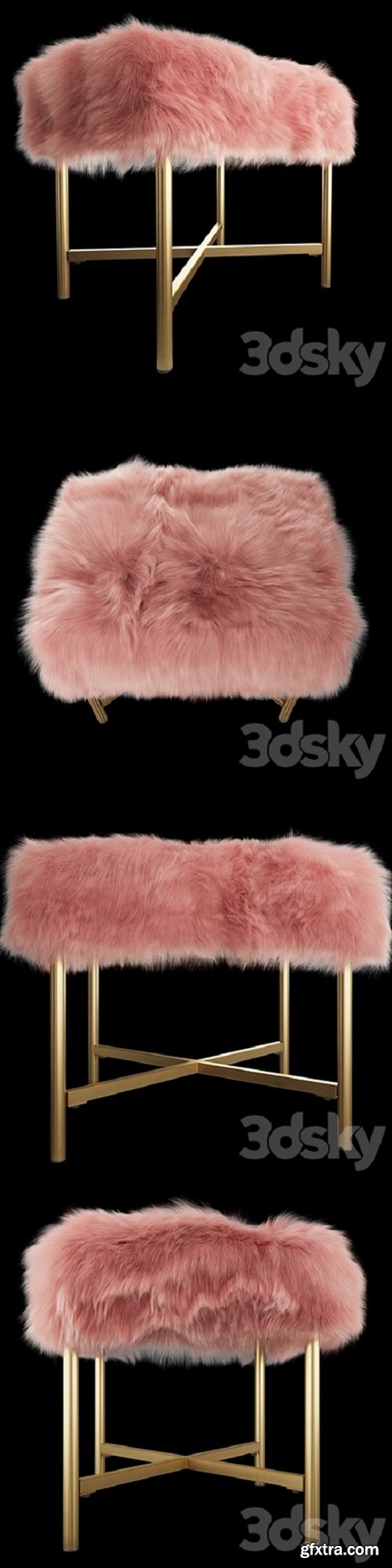 HomePop Decorative Faux Fur Square Ottoman