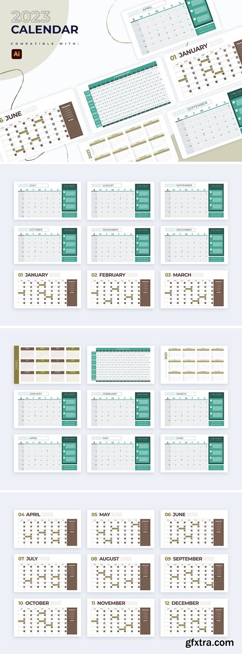 2023 Calendar Slides Illustrator Infographics MCTESUP