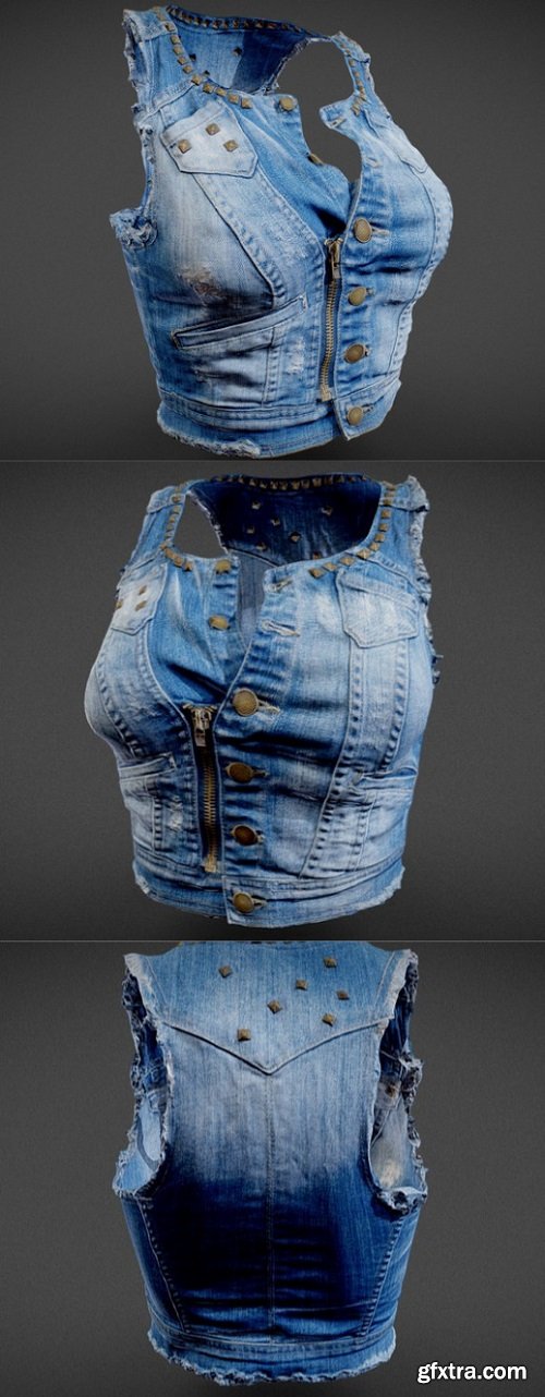 Vintage Top Jeans Studs 3D Model