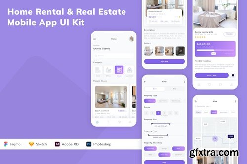 Home Rental & Real Estate Mobile App UI Kit 5XD972N