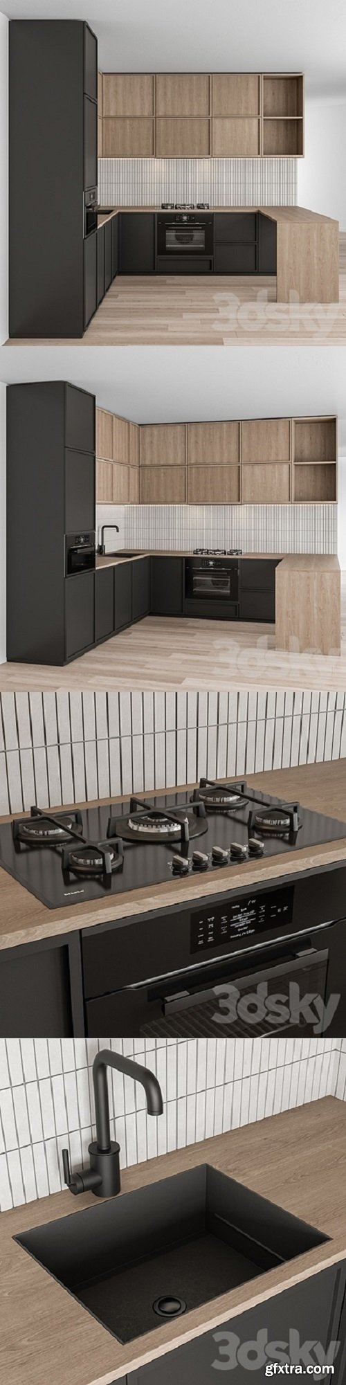 Kitchen Modern – Black and white with wood 50