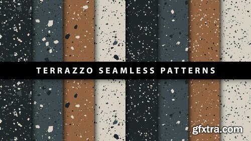 Set of terrazzo style seamless patterns. premium vector